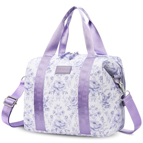 Lunch Box for Women Insulated Lunch Bag, Cute Lunch bags,Reusable Large Capacity Leakproof Lunchbox with Adjustable Shoulder Strap, Lunch tote for Work Office Picnic Travel (Purple Flower) - color: Purple Flower