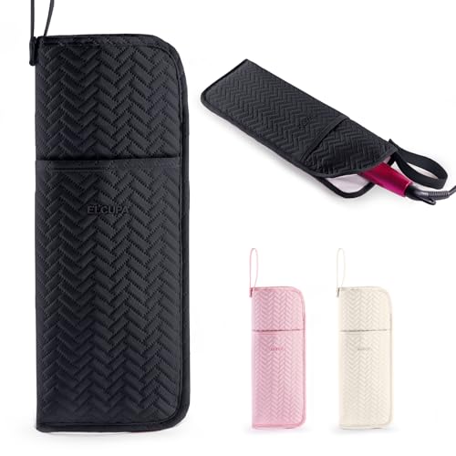Hair Tools Travel Bag, Heat Resistant Curling Iron Holder & Flat Iron Case, Hot Tools Organizer Pouch for Hair Straightener, Hair Dryer, Crimper & Styling Accessories, Travel Makeup Bag - color: Black
