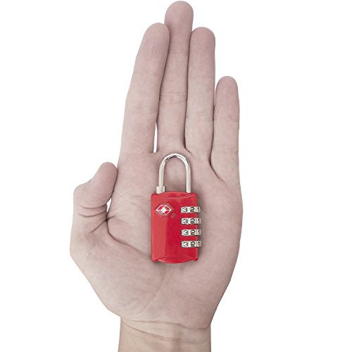 TSA Locks for Luggage, 2-Pc Durable Steel Padlock, Keyless Easy to Read 4-Digit Combination Lock for Backpacks, Travel Suitcases, Toolbox, Filing Cabinets, Baggage & Gym Locker, Red/Blue - color: Red & Blue