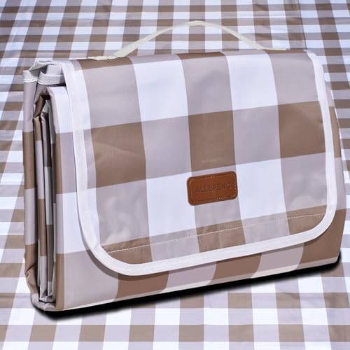 80"x80" Extra Large Waterproof Outdoor Mat - Sandproof Foldable Picnic Blanket for Family Camping, Backyard, Beach Parties - Heavy Duty & Easy Storage (Dark Brown) - color: Dark Brown, size: 80" x 80"