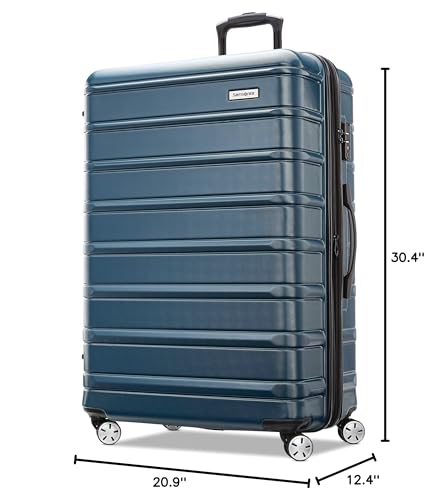 Samsonite Omni 2 28-Inch Large Checked Hardside Luggage with 360° Spinner Wheels - Scratch Resistant Hardshell - TSA Lock - Expandable Polycarbonate Shell for Lightweight Travel - Nova Teal - color: Nova Teal, size: Checked-Large Spinner