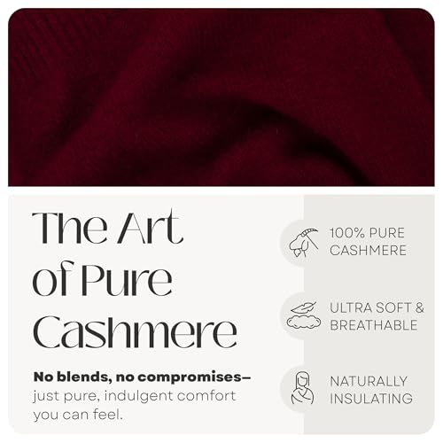 Velanio Cashmere 100% Cashmere Knitted Wrap Pashmina Shawl Extra Large Scarf Stole for Women Travel - color: Maroon