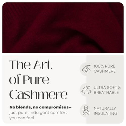 Velanio Cashmere 100% Cashmere Knitted Wrap Pashmina Shawl Extra Large Scarf Stole for Women Travel - color: Maroon