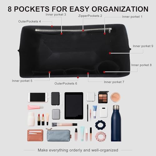 Purse Organizer Insert Compatible with Longchamp Le Pliage L Travel Bag, Black/LB - color: Black, size: L Travel Bag