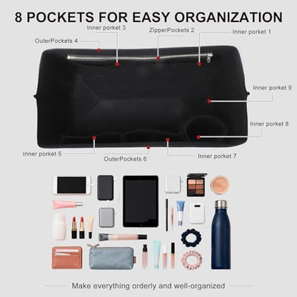 Purse Organizer Insert Compatible with Longchamp Le Pliage L Travel Bag, Black/LB - color: Black, size: L Travel Bag
