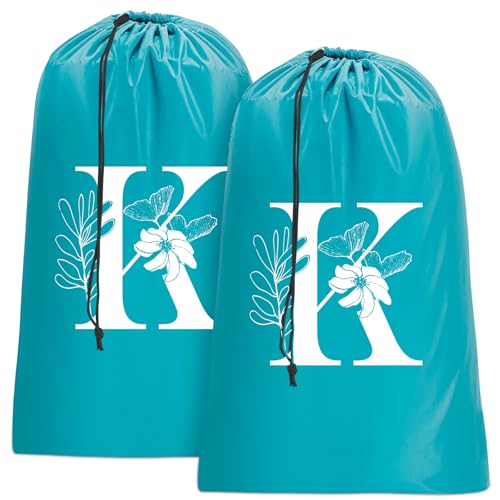 Sylfairy 2 Pack Extra Large Travel Laundry Bag, Dirty Clothes Organizer with Drawstring,Heavy Duty Travel Laundry Bags - color: Letter K