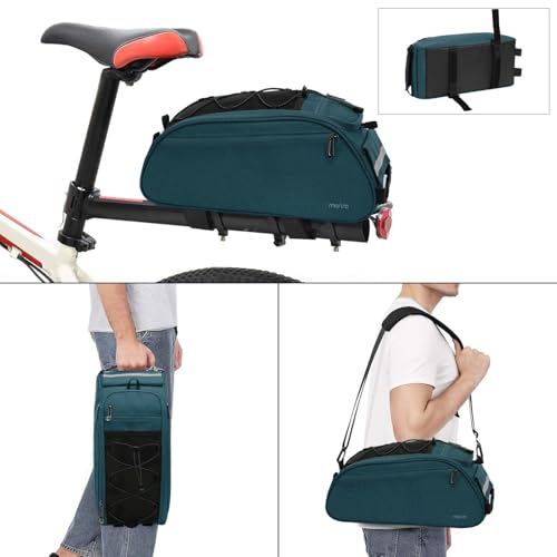 MOSISO Bike Rack Bag, Waterproof Bicycle Trunk Pannier Rear Seat Pouch Cycling Bike Carrier Backseat Storage Luggage Saddle Shoulder Bag - color: Teal Green