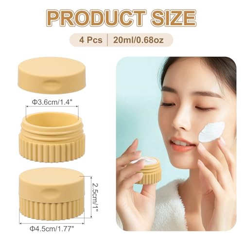 uxcell 4pcs Travel Containers for Toiletries, 0.68oz 20ml Small Silicone Cream Jars Leak-proof Travel Essentials with Lid for Cosmetic Body Skin Cream, Dark Yellow - color: Dark Yellow