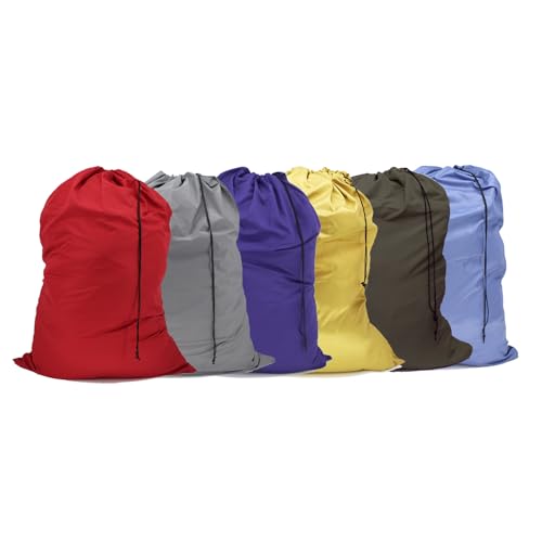 Extra Large Laundry Bag 6 Pack, Varied Colors, Travel Laundry Bags with Drawstring Closure, 30"x40", for college, dorm and apartment dwellers (6PCS) - color: Mixcolor