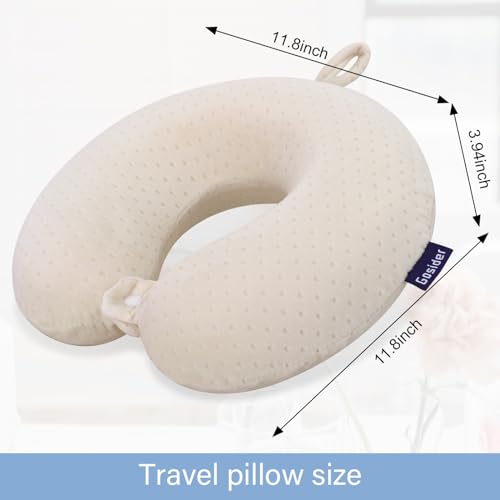 Memory Foam Neck Pillow Comfortable Travel Neck Pillow Neck and Head Support Lightweight Portable Airplane Travel Pillow for Sleeping, Traveling,Car, Train, Bus and Home Use Beige - color: Beige