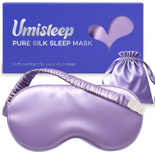 Umisleep Sleep Mask for 100% Pure Mulberry Silk, 22 Momme 6A Soft Eye Masks for Sleep, Adjustable Sleep Masks for Women Men, Light Blocking Sleeping Mask, Silk Eye Mask for Sleeping, Blindfold, Purple - color: Purple