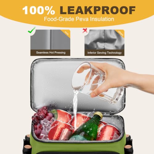 MIYCOO Cooler Backpack - 40 Cans Insulated Backpack Cooler for Men & Women, Portable 2 Leak Proof Compartments Coolers Bag for Beach Travel Picnic Lunch Hiking BBQ Camping - color: Green