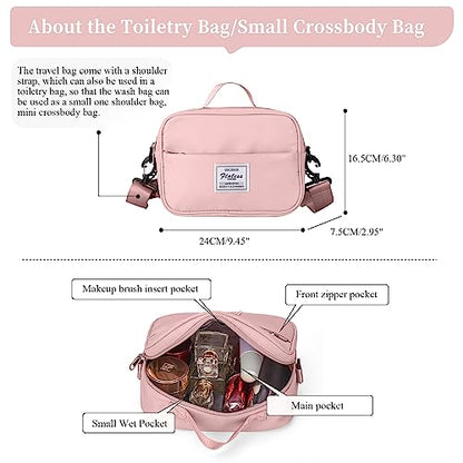SYCNB Weekender Bags for Women,Personal Item Travel Bag with Shoes Compartment,Overnight Travel Duffel Bag with Separate Toiletry Bag&Mini Crossbody Bag,Gym Bag - color: C-Pink-3pcs, size: Large