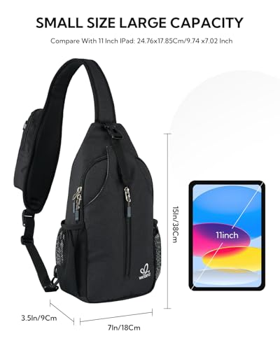 WATERFLY RFID Crossbody Sling Backpack Sling Bag Travel Hiking Chest Bag Daypack - color: Rfid-black