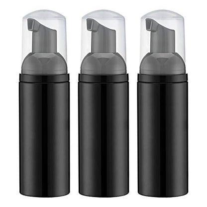 Tekson Soap Foam Bottle (Black Pump), Empty Travel Foaming Lash Shampoo for Cleanser, Dispenser (60ml, 2 fl oz) - color: Black, size: 3pcs