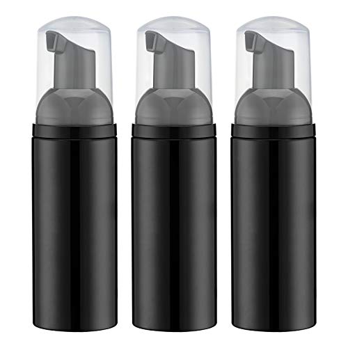 Tekson Soap Foam Bottle (Black Pump), Empty Travel Foaming Lash Shampoo for Cleanser, Dispenser (60ml, 2 fl oz) - color: Black, size: 3pcs