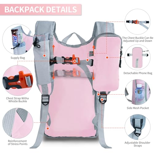 Hiking Backpack 10L/15L Small Daypack Lightweight Packable Travel Foldable Water Resistan for Women Men (Pink, 15L) - color: Pink, size: 15L