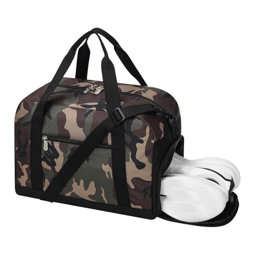 Apenze Small Gym Bag 14 inch lightweight Carry On Mini Duffel Bag with Shoe Compartment for Travel Sport - Camouflage - color: Camouflage