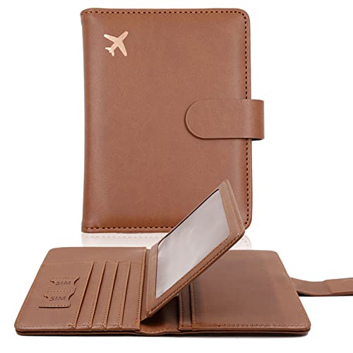 Melsbrinna Rfid Passport Holder for Travel women/Men, Cute Passport Wallet Rfid Blocking Card Slots, Rfid Passport Cover/CaseTravel Wallet, Passport Book Holder (1, Brown) - color: Brown
