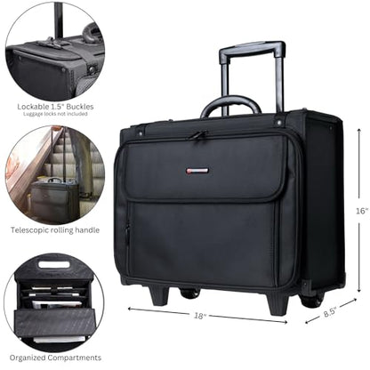 Alpine Swiss Rolling Briefcase | Laptop Bag For Men & Women | Hard Side Catalog Case on Wheels | Legal Size File Dividers | Lawyers Attache Case | Carry-On Overnight Business Travel Bag