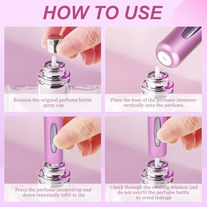 12 PCS Travel Refillable Perfume Atomizer Bottles,5ml Mini Portable Spray Bottles for Travel Accessories,Multicolor Perfume Containers