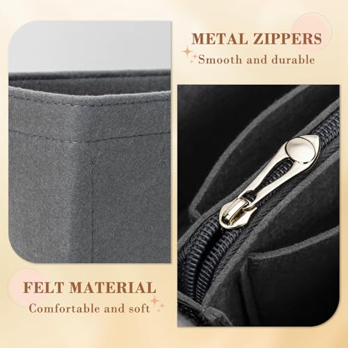 Organizer Insert Compatible with Goyard | Large Size(15"*5"*7"),Zipper Dividers for Inside Purse,Muiti-Pockets,Felt Fabric
