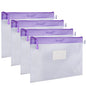 Wisdompro Zipper Pouch, 4 Packs Durable Letter Size Waterproof Mesh File Bag, Document Organizer - Purple - color: Purple