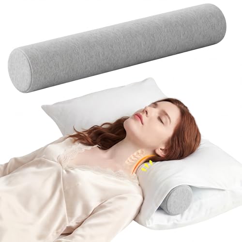 Neck Roll Cervical Pillow for Neck Pain Relief - Memory Foam Neck Pillow for Bed | Round Neck Pillows for Sleeping (Grey, X-Small - 3.5" H) - color: Grey, size: X-Small - 3.5" H
