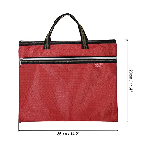 PATIKIL Waterproof Zipper File Bag, Documents Books Tools Storage Zip Pouch for Office Travel, Red - color: Red