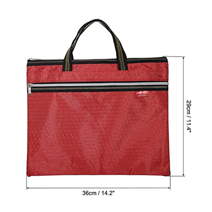 PATIKIL Waterproof Zipper File Bag, Documents Books Tools Storage Zip Pouch for Office Travel, Red - color: Red