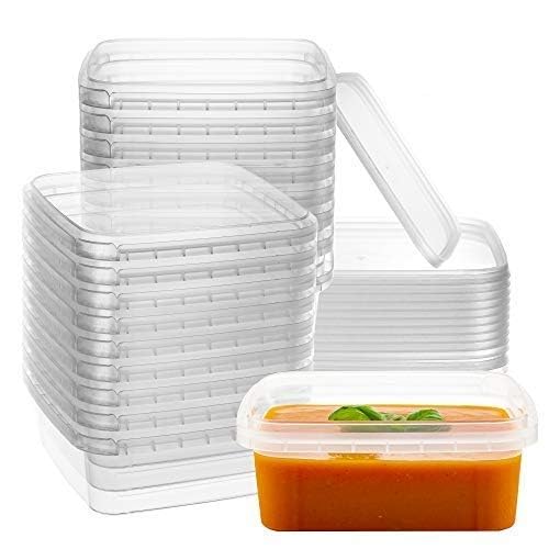 NYHI 8 oz 20 Pack Square Clear Deli Containers with Lids Disposable BPA Free Square Plastic Food Storage Containers with Lids Airtight for Meal Prep Take Out Kitchen - size: 8 oz