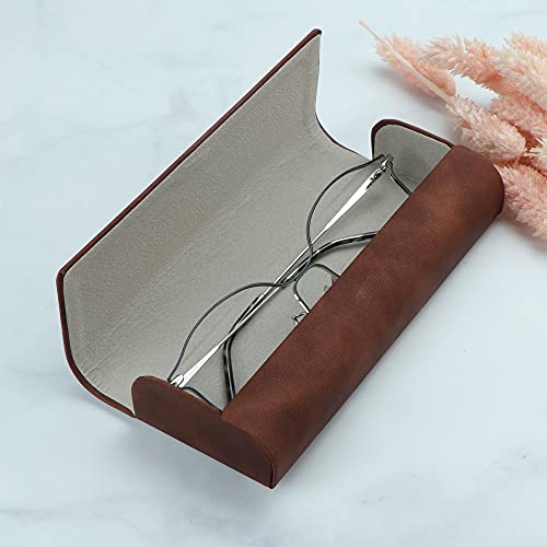 LifeArt Eyeglass Case Hard Shell, Portable Sunglass Case for Women and Men, fashionable PU Leather Eyeglass Case, Lightweight - color: 641_ybr(brown)