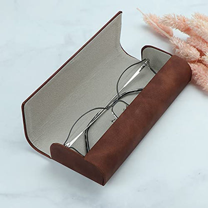 LifeArt Eyeglass Case Hard Shell, Portable Sunglass Case for Women and Men, fashionable PU Leather Eyeglass Case, Lightweight - color: 641_ybr(brown)