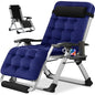 NAIZEA Padded Zero Gravity Chair, Folding Outdoor Lounge Chairs, Adjustable Reclining Camping Chairs with Cup Holder, Ergonomic Patio Lawn Chair for Balcony Beach Deck Yard - color: Royal Blue, style: Zero Gravity Chair