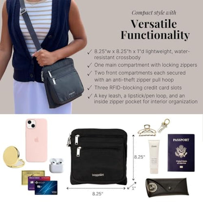 Baggallini Securtex Anti-Theft Crossbody - color: Black
