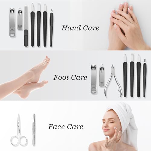 Manicure Pedicure Set, Nail Clipper Set 10-Piece Set Professional Manicure Kit Nail Kit with Portable Brown Travel Case Gift for Men Boyfriend Parent - color: brown
