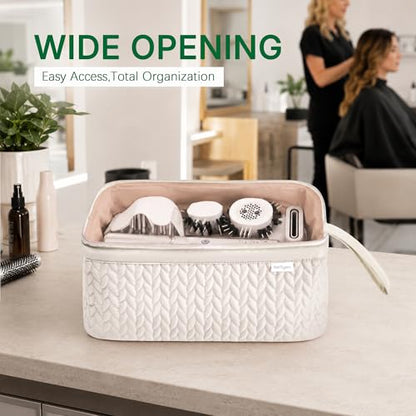 KarSyon Shark Flex Style Case for Dyson Airwrap Hair Dryer Brush Revlon Hair Tools Travel Bag Carrying Case Flat Curling Iron Organizer (Beige) - color: Beige