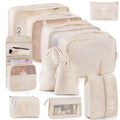Packing Cubes for Suitcase 11PCS Luggage Packing Organizers Travel Essentials Luggage Organizer Hooked Toiletry Bag Cosmetic Bag and Shoes Bag, Beige - color: Beige-11pcs