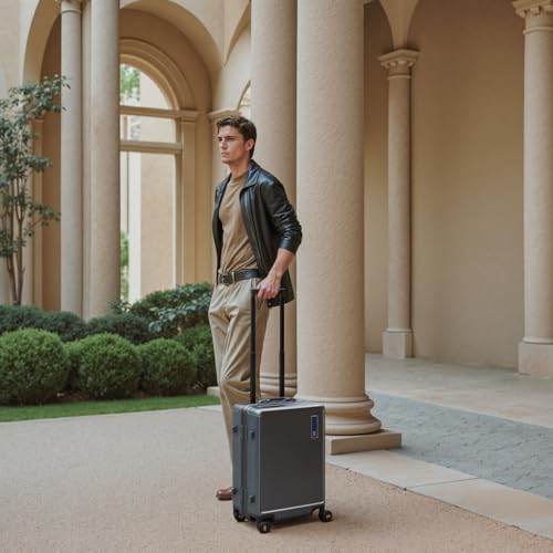 LEVEL8 Zipperless Carry On Luggage Airline Approved with Aluminum Frame, Hard Shell Suitcase with Spinner Wheels, Metal Checked Luggage with Double Tsa Locks, 20 Inch, Grey - color: Grey, size: Carry-On 20 Inch (Without Organizers)