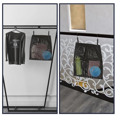 Mesh Side Pouch for Pool Storage Bin,19.7x19.7 in Elastic Hanging Net Mesh Bag,Expandable Organizer Bag with Hooks for Pool, Toy Storage Holder for Pool Accessories,Outdoor Supplies