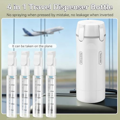 4 in 1 Travel Dispenser Bottle, 30ML*4 Refillable Pack Squeeze Bottles, Portable Leak Proof Travel Toiletry Containers for Toiletries/Shampoo/Conditioner/Shower Gel (White) - color: White