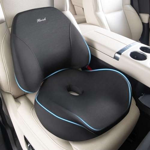 FLORICH Lumbar Support Pillow and Car Seat Cushion, Ergonomic Back Support Pillow and Seat Chair Cushion for Office Chair Memory Foam Lumbar Support and Car Seat Cushion for Car Seat Driver - Black - color: B-cushion&lumbar Pillow-black