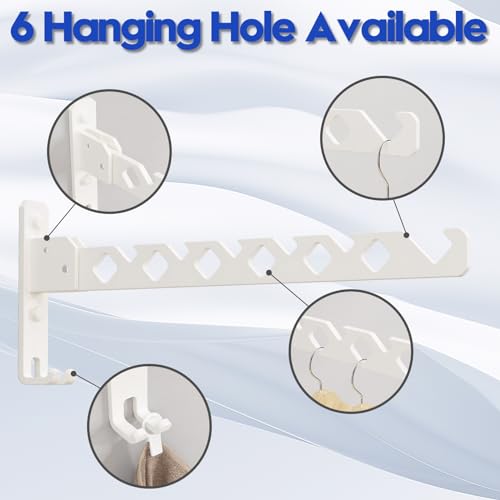 Wall Mounted Clothes Drying Rack, Wall Clothes Hanger Hook for Laundry Room, Clothes Hanger Foldable, Wall Rack Indoor, Perfect for Small Spaces, White 2 Packs - color: White 2 Pack