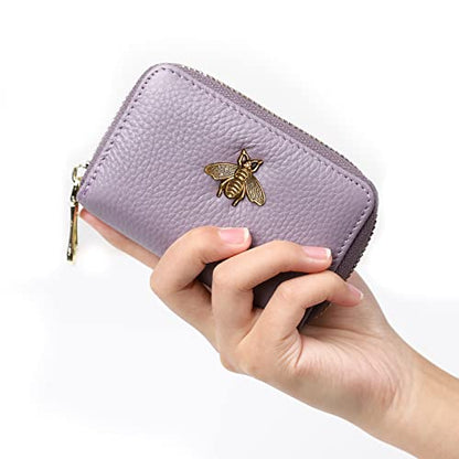 imeetu RFID Credit Card Holder, Small Leather Zipper Card Case Wallet for Women - color: Lite - Light Purple, size: Lite