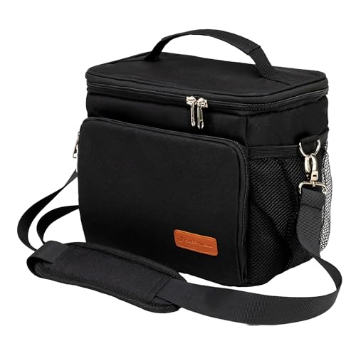 Carrywell (Not Made In China) Insulated Lunch Bag For Men, Men's Lunch Box, Leakproof, Collapsible, Soft Sided Cooler W/Adjustable Shoulder Strap, Black - color: Black