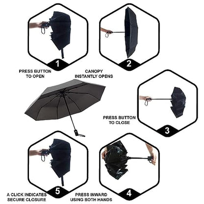 SY COMPACT Travel Umbrella - Windproof Automatic Compact Umbrella for Rain, Lightest 8-Rib, Small, Strong & Portable, Durable Grip, Fits Backpack & Car, Factory Direct (UV Available) - color: Grey