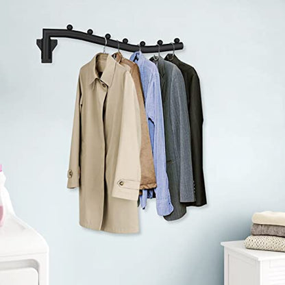 Folding Clothes Hanger Rack Swing Arm Hook Holder Clothing Hanging Garment Drying Closet Rod Storage Organizer Wall Mount Space Saving for Closet Organizer, Bathroom, Bedroom, Laundry Room Black - style: 1 Pack