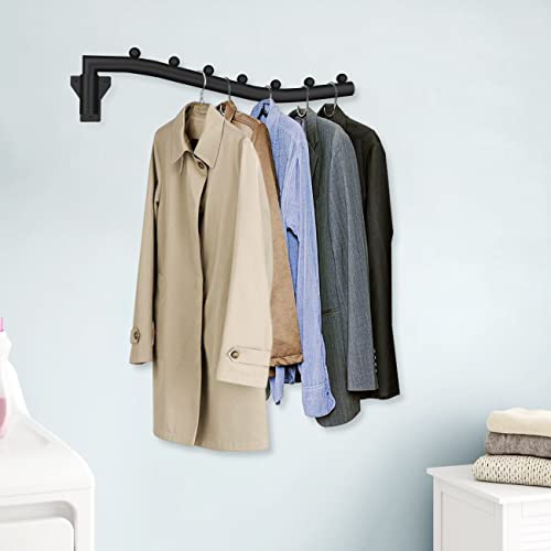 Folding Clothes Hanger Rack Swing Arm Hook Holder Clothing Hanging Garment Drying Closet Rod Storage Organizer Wall Mount Space Saving for Closet Organizer Bathroom Bedroom Laundry 2 Pack Black - style: 2 Pack
