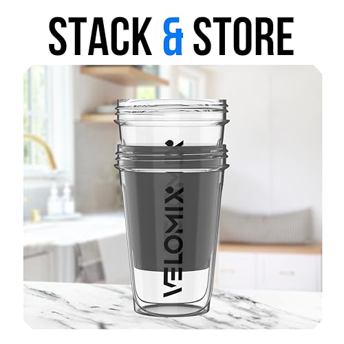 VELOMIX -2 Pack- 20 oz Protein Shaker Bottles for Protein Mixes - 2x Wire Whisk | Leak Proof Shaker Cups for Protein Shakes and Pre Workout | Protein Shaker Bottle Pack (Clear Prime) - color: A2) Clear Prime
