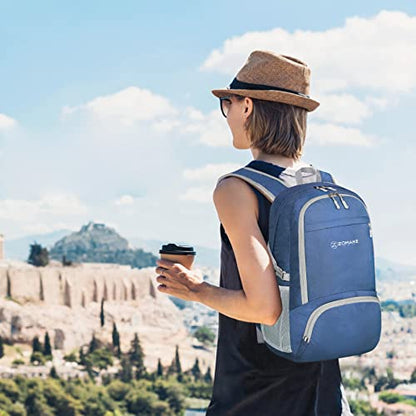 ZOMAKE Lightweight Packable Backpack 30L, Foldable Hiking Backpacks Water Resistant Compact Folding Daypack for Travel(Navy Blue) - color: Navy Blue